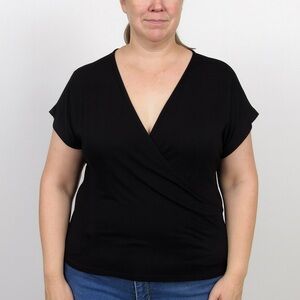 New York & Company Black V-Neck Blouse